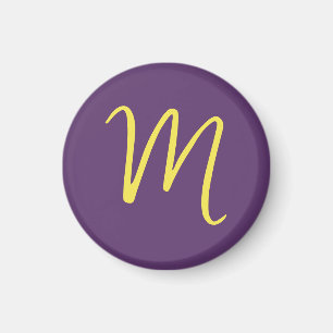 Initial Letter Monogram Stylish Indigo Yellow Magnet