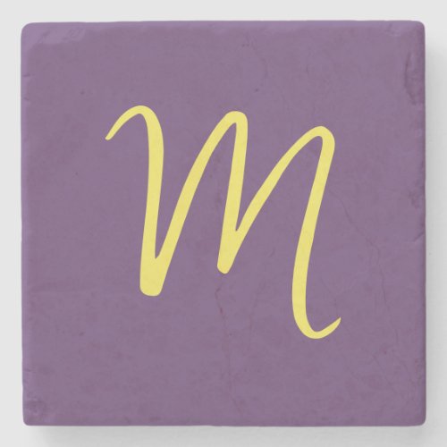 Initial Letter Monogram Stylish Indigo Yellow Stone Coaster