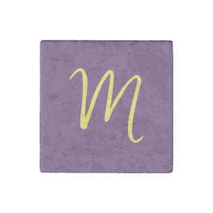 Initial Letter Monogram Stylish Indigo Yellow Stone Magnet