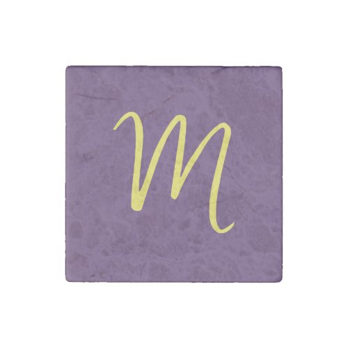 Initial Letter Monogram Stylish Indigo Yellow Stone Magnet