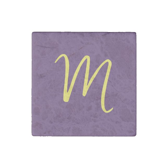 Initial Letter Monogram Stylish Indigo Yellow Stone Magnet (Front)