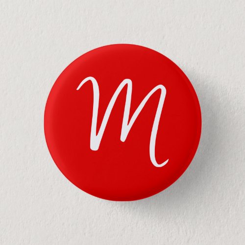 Initial Letter Monogram Stylish Red White Button