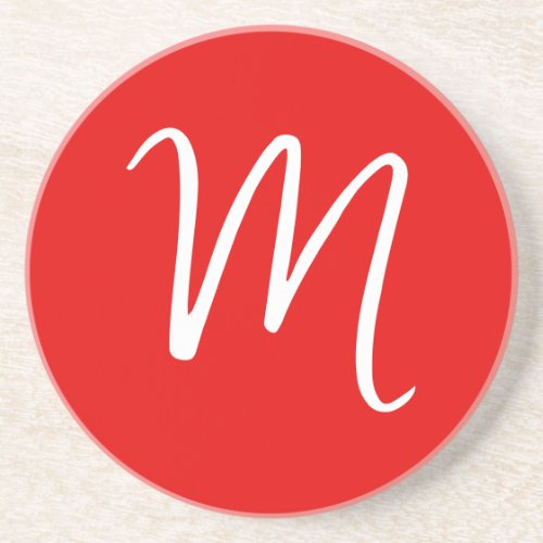 Initial Letter Monogram Stylish Red White Coaster