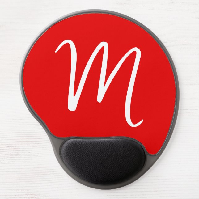Initial Letter Monogram Stylish Red White Gel Mouse Pad (Front)