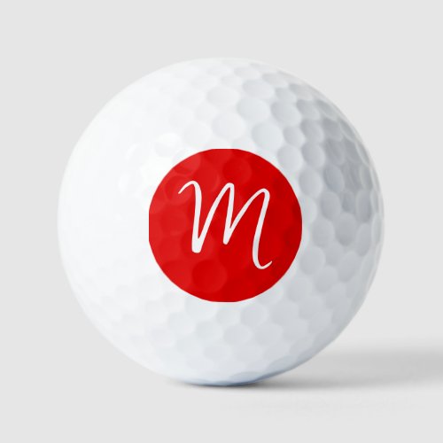 Initial Letter Monogram Stylish Red White Golf Balls