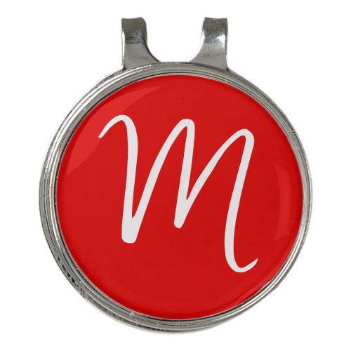 Initial Letter Monogram Stylish Red White Golf Hat Clip