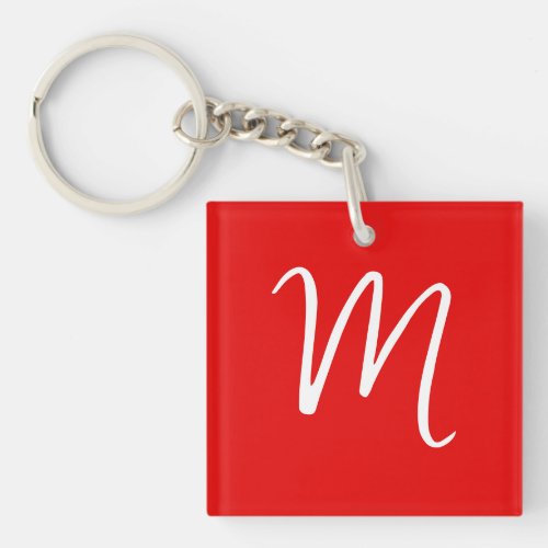 Initial Letter Monogram Stylish Red White Keychain