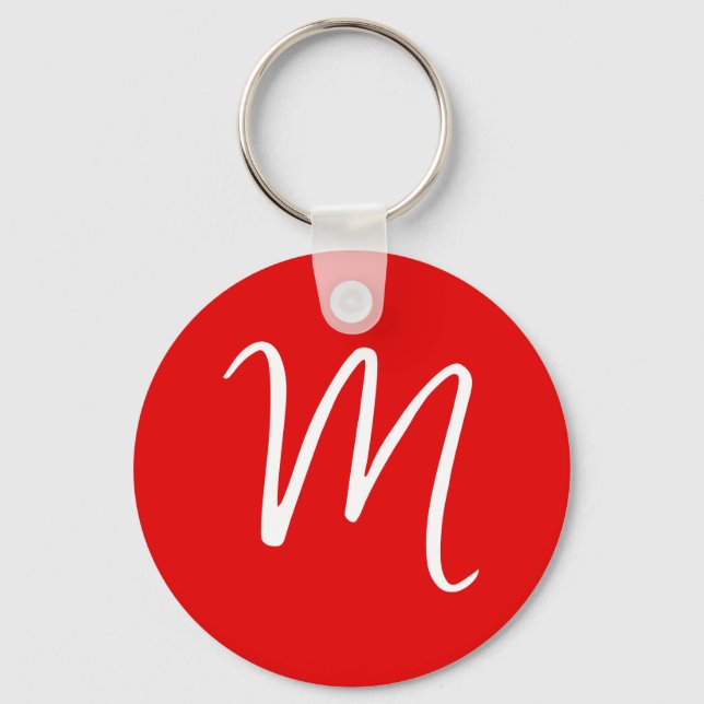 Initial Letter Monogram Stylish Red White Keychain (Front)