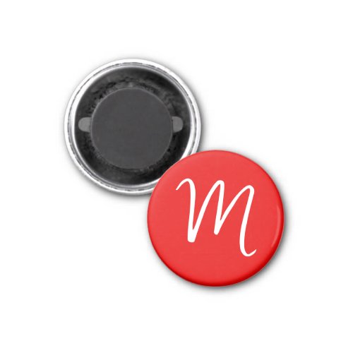 Initial Letter Monogram Stylish Red White Magnet