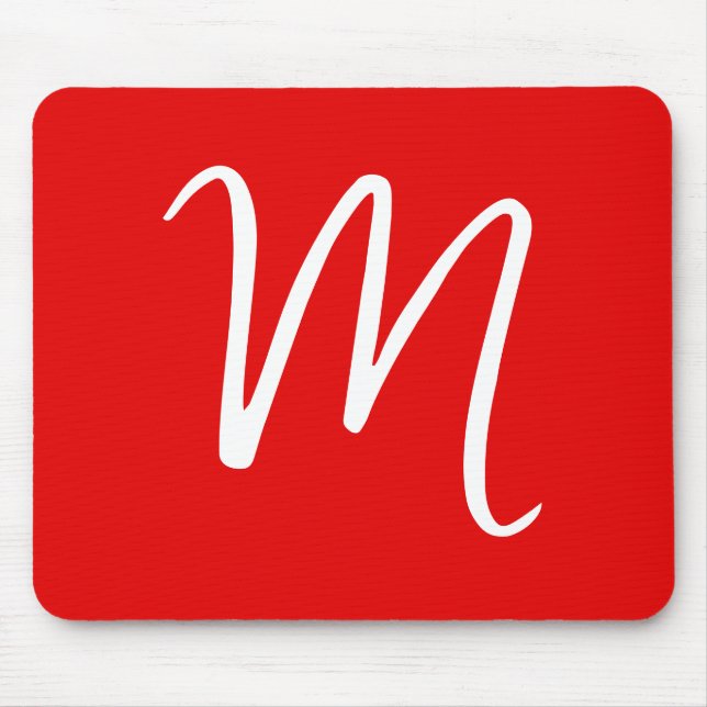 Initial Letter Monogram Stylish Red White Mouse Pad (Front)