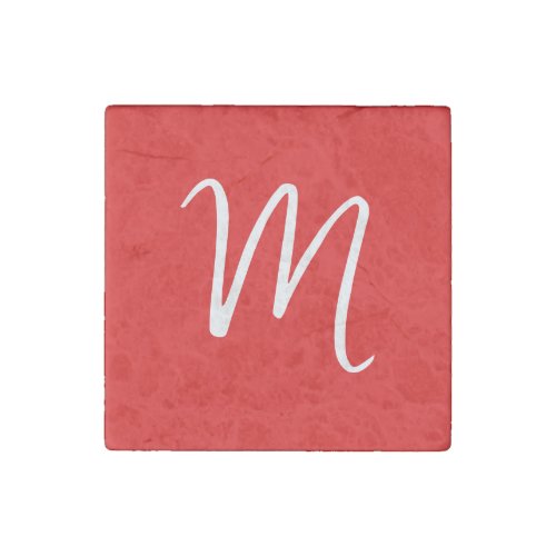 Initial Letter Monogram Stylish Red White Stone Magnet
