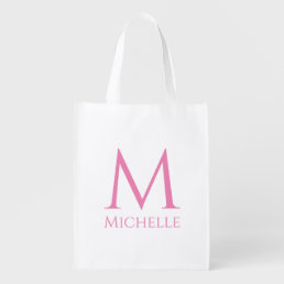 Initial Letter Monogram Template Double Sided Grocery Bag