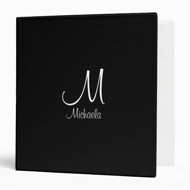 Initial Letter Monogram Template Elegant 3 Ring Binder (Front/Inside)