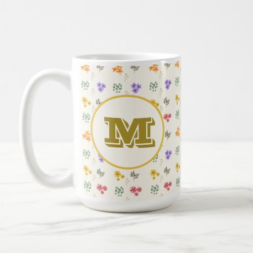 Initial Letter Monogram watercolor flower Stylish Coffee Mug