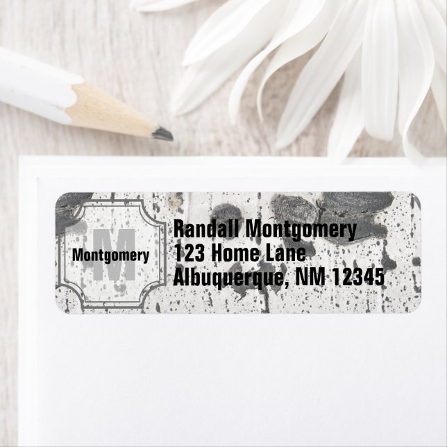 Initial Letter Monogram | White Aspen Tree Bark Label (Insitu)