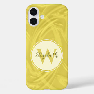 Initial Letter Monogram Yellow Shadows Texture iPhone 16 Plus Case