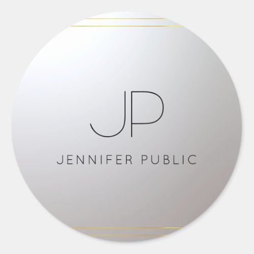 Initial Letter Monogrammed Gold Silver Template Classic Round Sticker