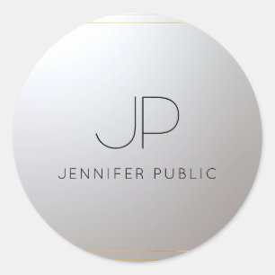 Initial Letter Monogrammed Gold Silver Template Classic Round Sticker