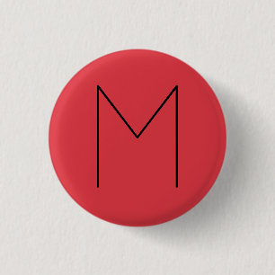 Initial Letter Monogrammed Modern Minimalist Red Button