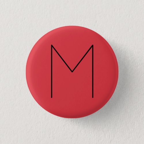 Initial Letter Monogrammed Modern Minimalist Red Button