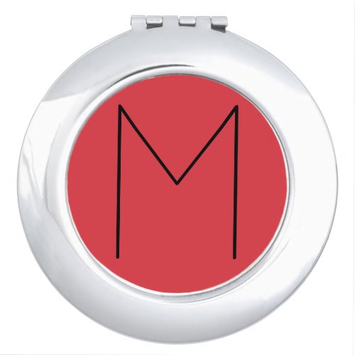 Initial Letter Monogrammed Modern Minimalist Red Compact Mirror