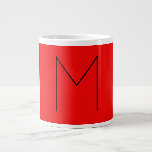 Initial Letter Monogrammed Modern Minimalist Red Giant Coffee Mug (Front)