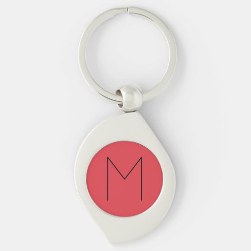 Initial Letter Monogrammed Modern Minimalist Red Keychain