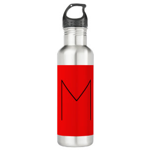 Initial Letter Monogrammed Modern Minimalist Red Stainless Steel Water Bottle