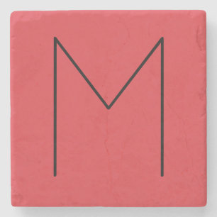 Initial Letter Monogrammed Modern Minimalist Red Stone Coaster