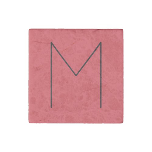 Initial Letter Monogrammed Modern Minimalist Red Stone Magnet