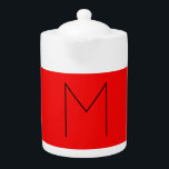 Initial Letter Monogrammed Modern Minimalist Red Teapot<br><div class="desc">Extremely aesthetic and remarkable initial stands out on a red background.

You can change the information on the template with your own personal information with easy and useful editing tools. Thus,  you will have a product that is completely unique to you.</div>