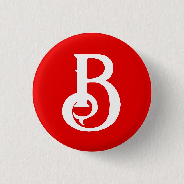 Initial Letter Monogrammed Red White Classical Button (Front)