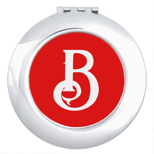 Initial Letter Monogrammed Red White Classical Compact Mirror