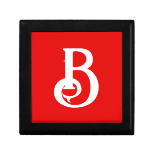 Initial Letter Monogrammed Red White Classical Gift Box