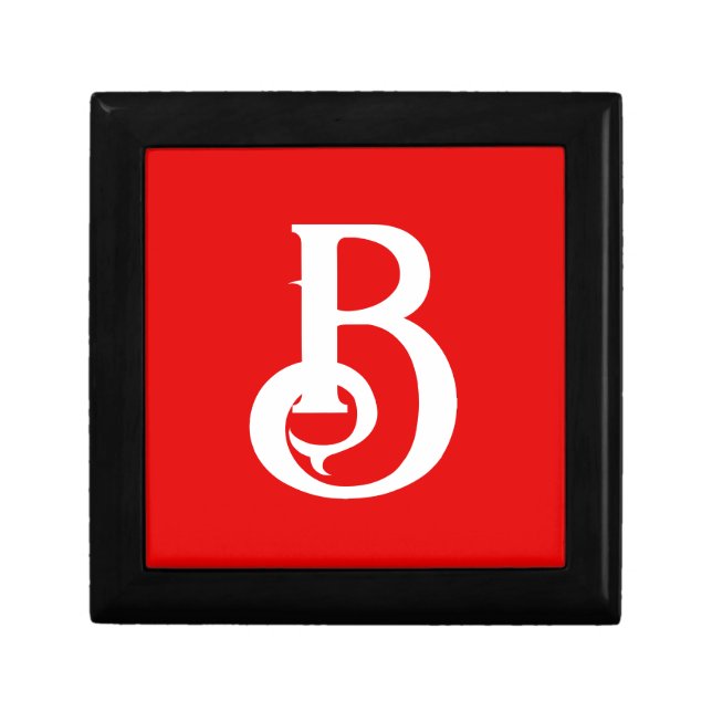 Initial Letter Monogrammed Red White Classical Gift Box (Front)