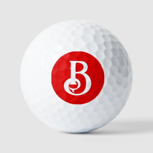Initial Letter Monogrammed Red White Classical Golf Balls