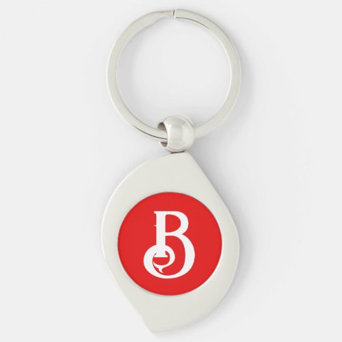 Initial Letter Monogrammed Red White Classical Keychain