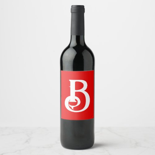 Initial Letter Monogrammed Red White Classical Wine Label