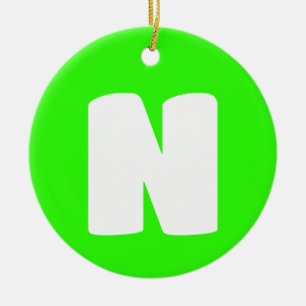 Initial Letter Neon Green Trendy Modern Ceramic Ornament