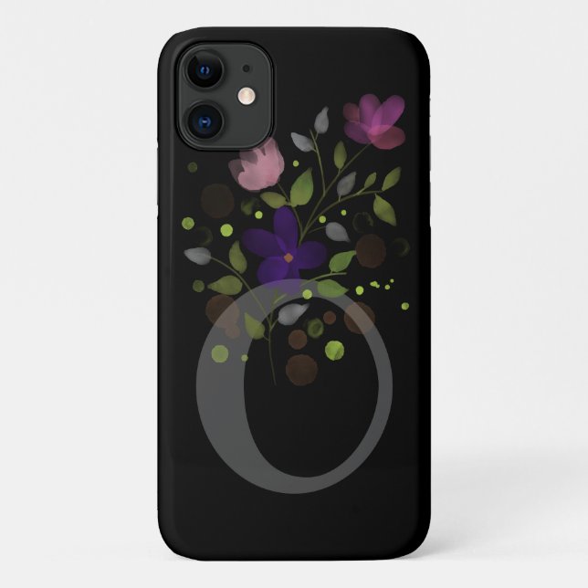 Initial Letter O Plus Floral Design Case-Mate iPhone Case (Back)