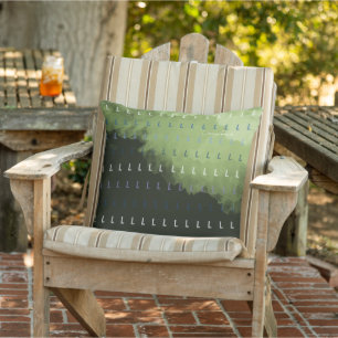Initial Letter of your Name on Abstract Green Outdoor Pillow
