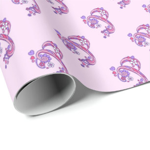 Initial letter P monogram pink personalized wrap Wrapping Paper