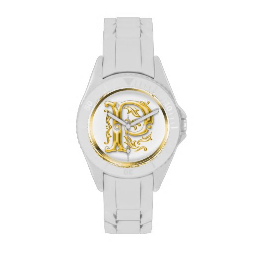 Initial Letter P Stylish Girly Designer Wristwatch | Zazzle