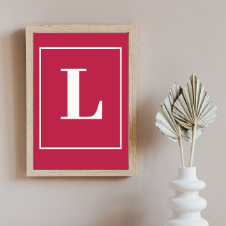 Initial Letter |Pink Monogram Modern Stylis Poster