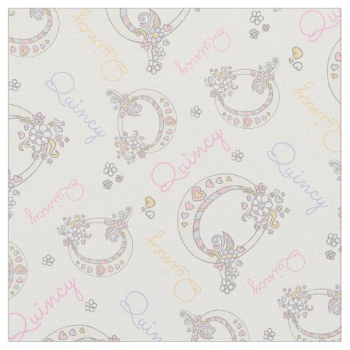 Initial letter Q Quincy custom name fabric