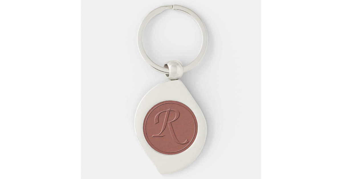 Red Monogram Leather Keychain - Small Print