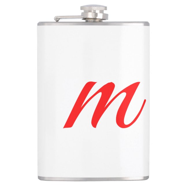 Initial letter red monogram professional modern flask (Front)