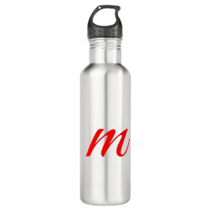 Initial letter red monogram professional modern stainless steel water bottle