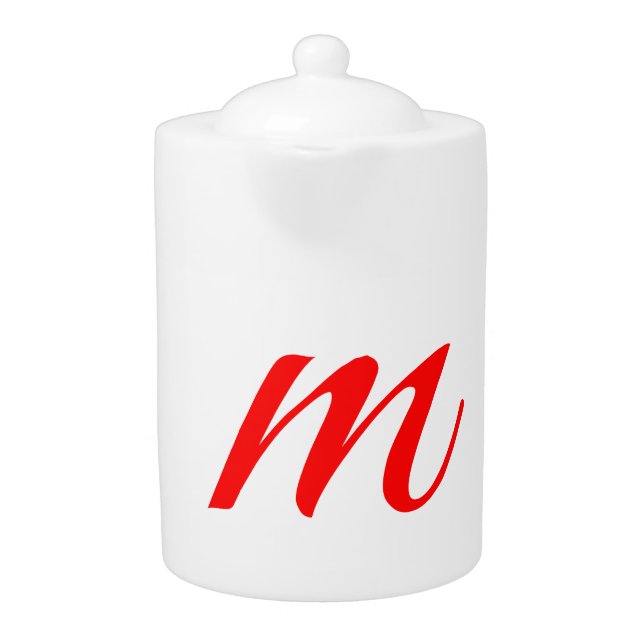Initial letter red monogram professional modern teapot (Front)