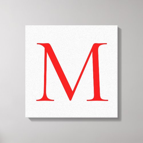 Initial letter red white monogrammed professional canvas print